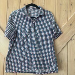 Tory Sport Geometric Print Polo Shirt | Stretch Knit | Relaxed Fit |XL
